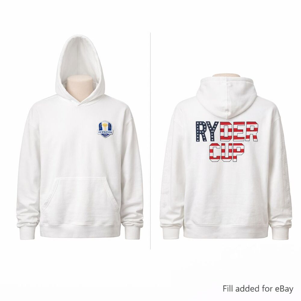 NEW G/FORE Golf Hoodie Mens 2XL White USA Ryder Cup Bethpage Spellout Sweatshirt